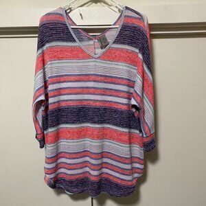 New Directions Weekend, 3/4 length sleeve, stripe tunic, size 0X
